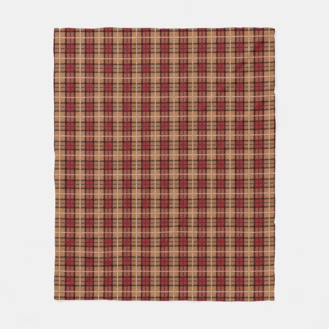 Couverture Polaire Plaid de pixel en rouge et or (Devant)