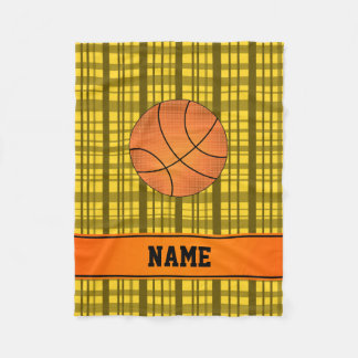 Couverture Polaire Plaid jaune de basket-ball de nom personnalisé