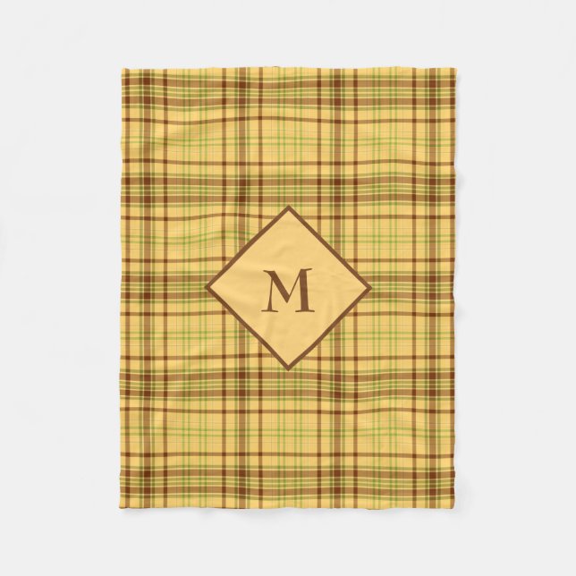 Couverture Polaire Plaid Jaune Et Brown (Devant)