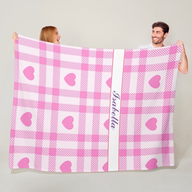 Couverture Polaire Plaid Modern Pink Heart Collection (En situation)