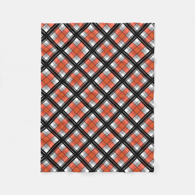 Couverture Polaire Plaid noir et orange (Devant)