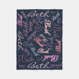 Couverture Polaire Plaid Nom en Rose et Bleu Marine