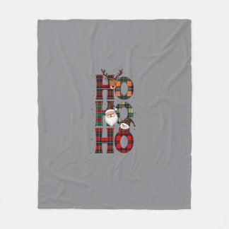 Couverture Polaire • Plaid rustique Ho Ho Ho Père Noël Gris Plaid en