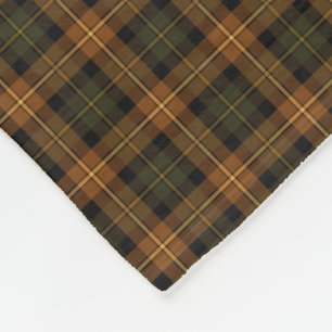 Couverture Polaire Plaid rustique orange vert-foncé et d'or