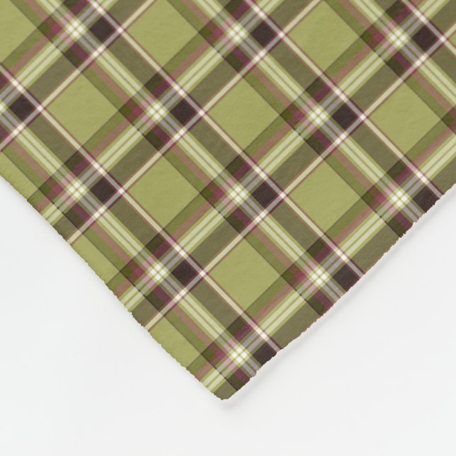 Couverture Polaire Plaid rustique vert clair et pourpre (Coin)