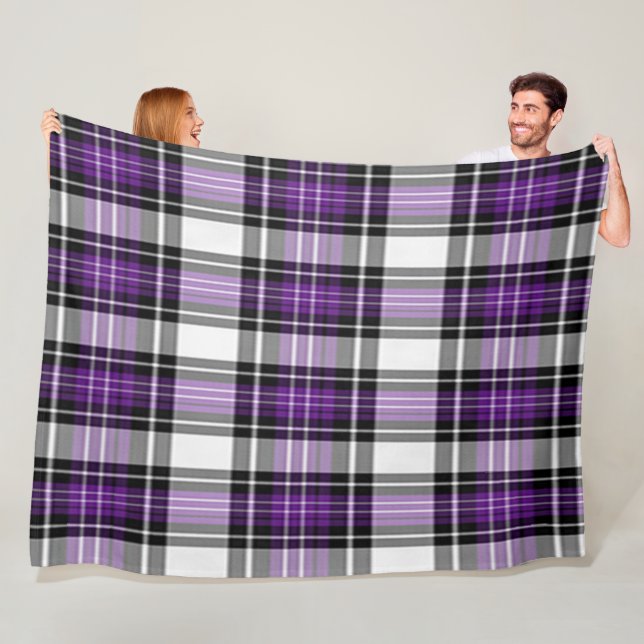 Couverture Polaire Plaid Violet Et Noir (En situation)
