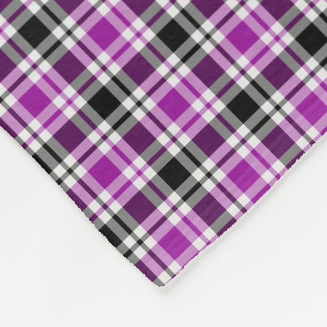 Couverture Polaire Plaid violet, noir et blanc (Coin)