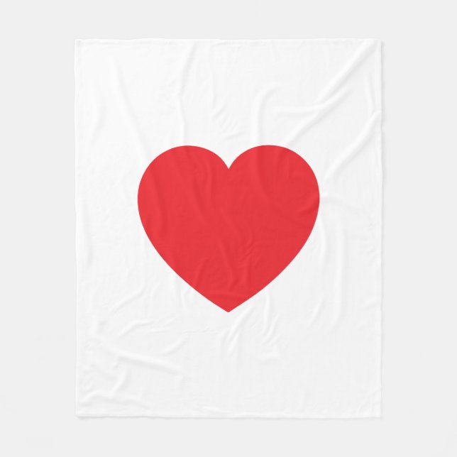 Couverture Polaire Plain Modern White Red Love Heart Graphic (Devant)