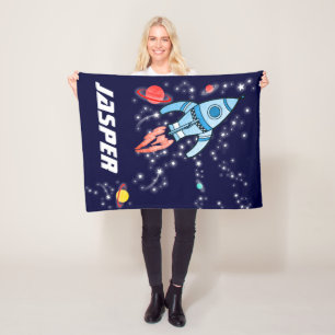 Couverture Polaire Planètes et étoiles bleu fusée spatiale