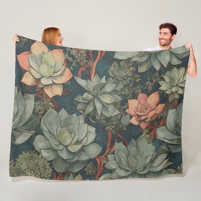Couverture Polaire Plante Lover Succulents Motif de jardin (En situation)