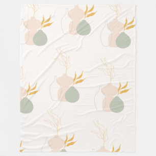 Couverture Polaire Plantes botaniques minimalistes en rose pastel Sag