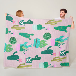 Couverture Polaire Plantes de cactus cactées rustiques roses du Sud-O