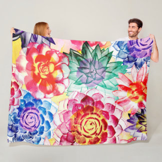 Couverture Polaire Plantes de succulentes créatives aquarelle artisti