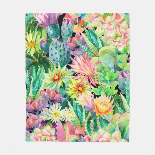 Couverture Polaire Plantes succulents et motif de jardin de cactus (Devant)