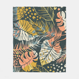 Couverture Polaire Plantes tropicaux : motif artistique abstrait.