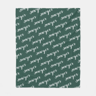 Couverture Polaire Plaque personnalisé en calligraphie verte avec nom