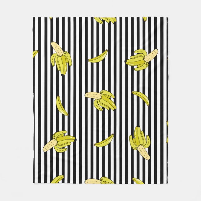 Couverture Polaire Plaques de banane de dessin animé : style rétro. (Devant)