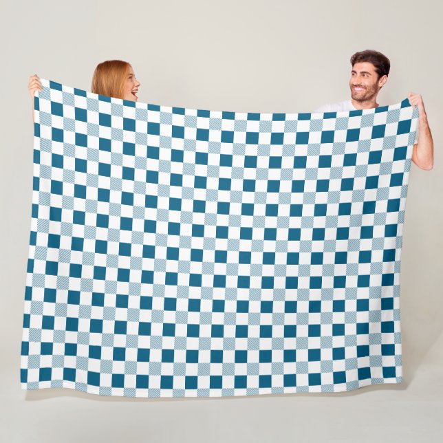 Couverture Polaire Plat Bleu Océan Et Blanc (En situation)