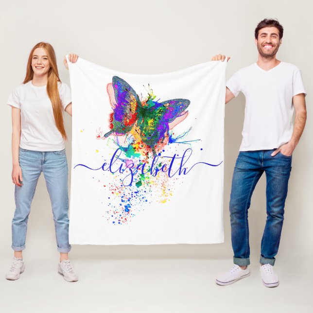 Couverture Polaire Plateau papillon personnalisé (En situation)
