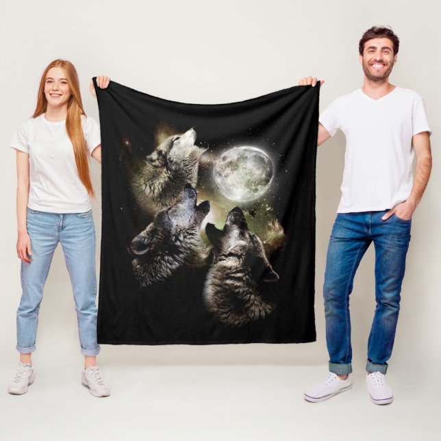 Couverture Polaire Pleine lune de hurlement des loups (En situation)