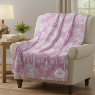 Couverture Polaire Plum Motif de silhouette de palmier hawaïen ID1093