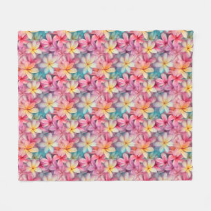 Couverture Polaire Plumeria tropicale colorée Frangipani