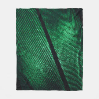 Couverture Polaire Plumes Vertes, Belle Texture Motif.