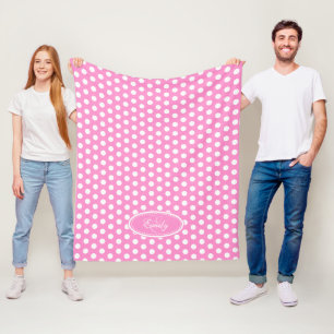 Couverture Polaire Pneuka rose point personnalisé plaque de nom couve