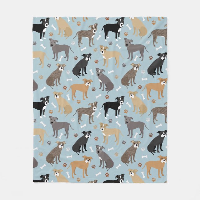 Couverture Polaire Poches et os Pitbulles (Devant)