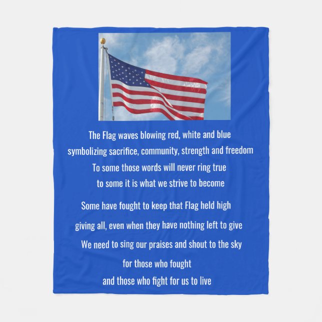 Couverture Polaire Poème de drapeau américain (Devant)