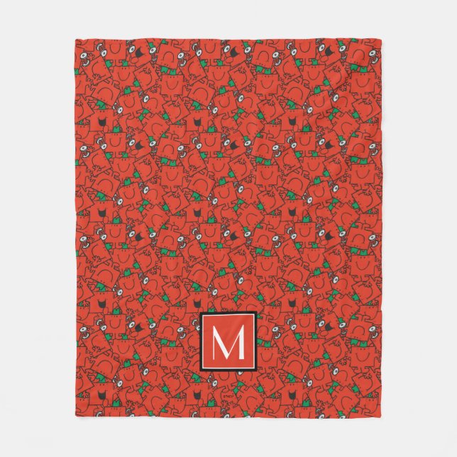Couverture Polaire Poids de levage Motif rouge et vert | Monogramme (Devant)