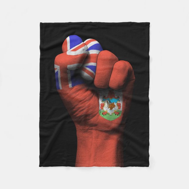 Couverture Polaire Poing serré augmenté avec le drapeau des Bermudes (Devant)