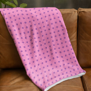 Couverture Polaire Point de polka rose et pourpre