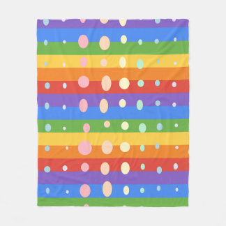 COUVERTURE POLAIRE POINTS ARC-EN-CIEL RAYURES