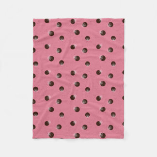 Couverture Polaire Points avec fleurs sur arrière - plan rose