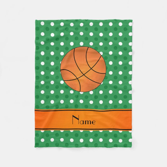 Couverture Polaire Points blancs verts de basket-ball de nom personna (Devant)