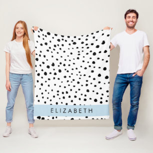 Couverture Polaire Points dalmatiens, Spots, Noir et Blanc, Votre nom