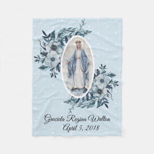 Couverture Polaire Points floraux bleus de blanc de Vierge Marie de