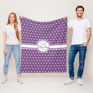 Couverture Polaire Pois blanc élégant sur le monogramme pourpre