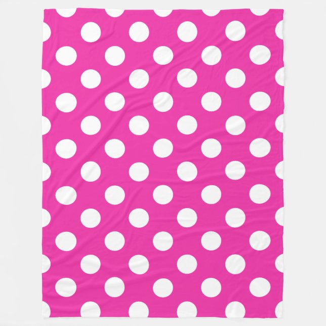 Couverture Polaire Pois blancs sur fuchsia (Devant)