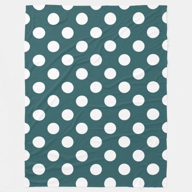 Couverture Polaire Pois blancs sur turquoise (Devant)