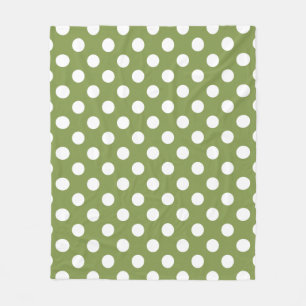 Couverture Polaire Pois blancs sur vert olive