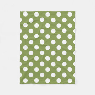 Couverture Polaire Pois blancs sur vert olive