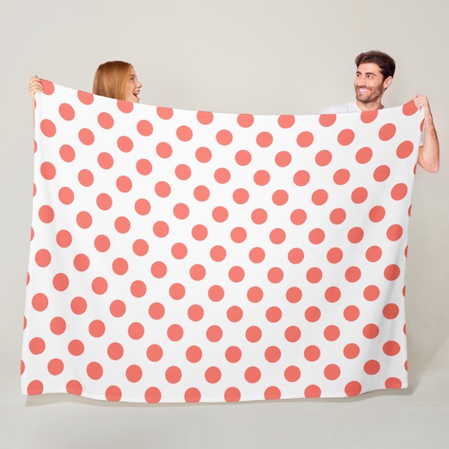 Couverture Polaire Pois de corail vivant sur blanc (En situation)