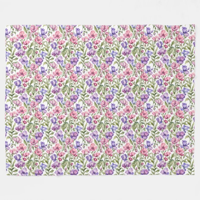 Couverture Polaire Pois doux rose et violet (Devant (Horizontal))