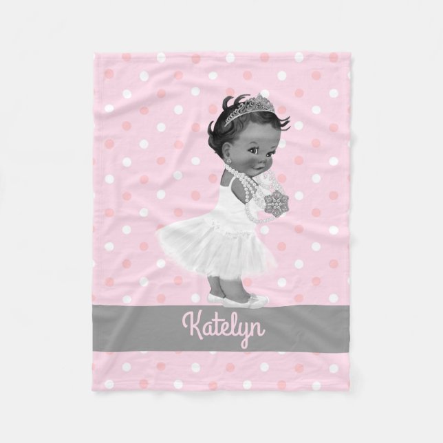 Couverture Polaire Pois ethnique de princesse Nursery Gray Pink (Devant)