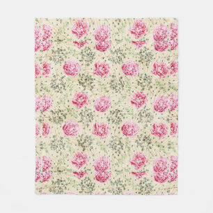Couverture Polaire Pois floral tropical vert rose vintage de Boho