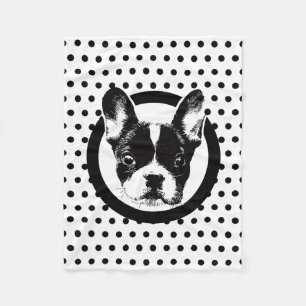 Couverture Polaire Pois mignon de visage de chien de bouledogue