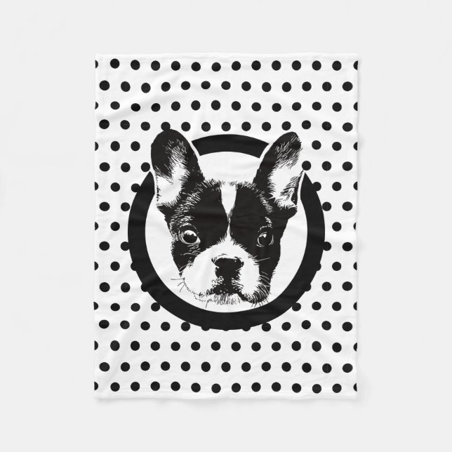 Couverture Polaire Pois mignon de visage de chien de bouledogue (Devant)
