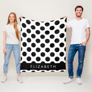 Couverture Polaire Pois noirs et blancs, pointillés, Votre nom